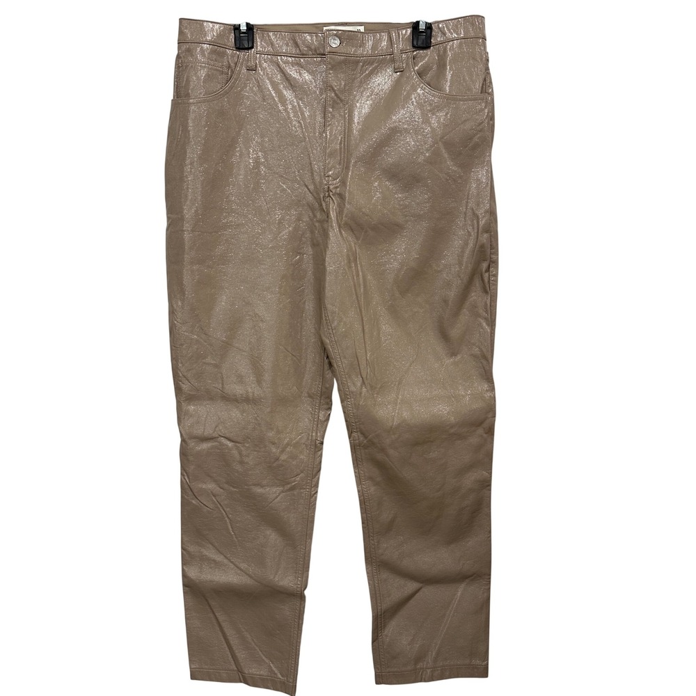 Abercrombie & Fitch 90s Straight Ultra High Rise Metallic Faux Leather Pants 16